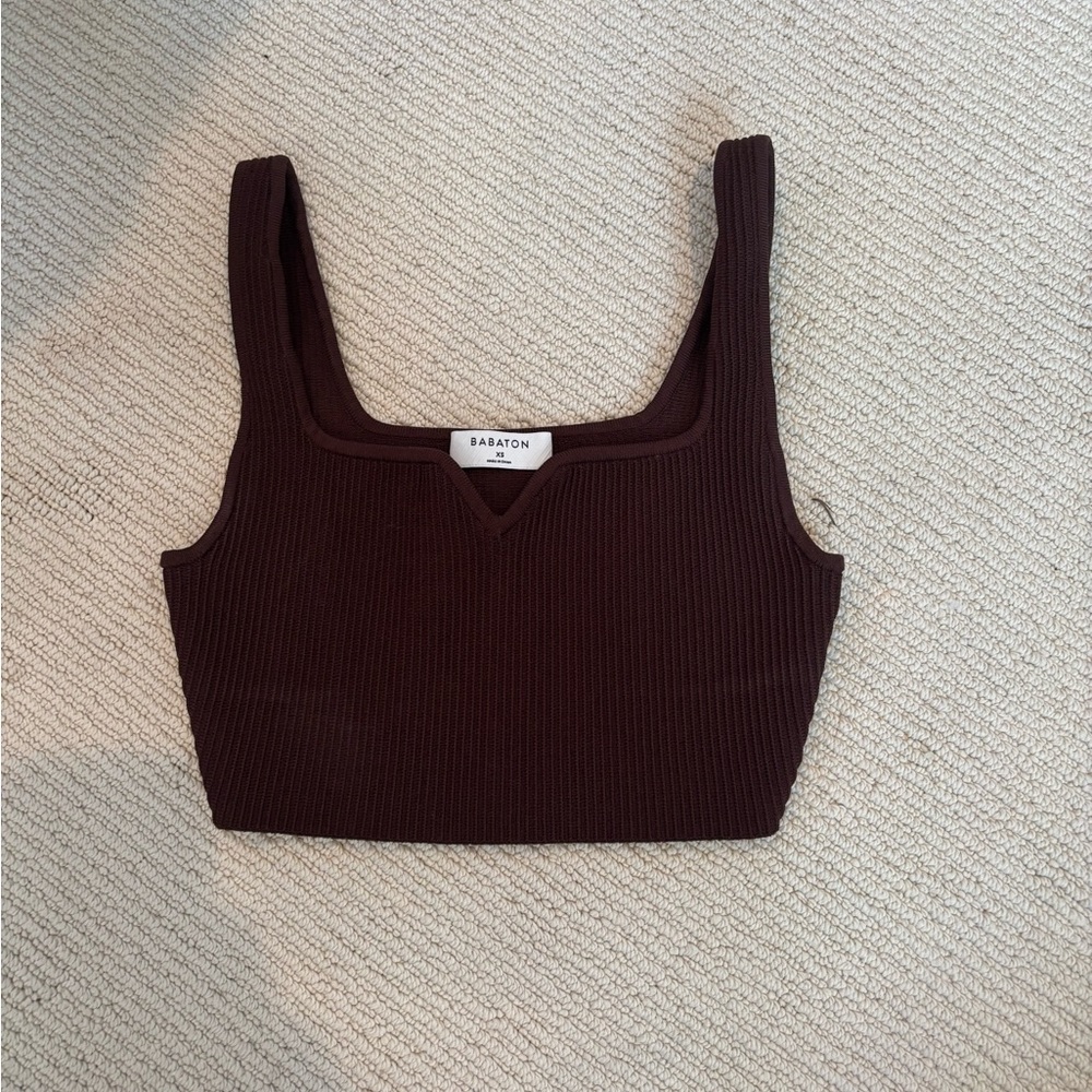 Babaton Brown Ribbed Women's Top